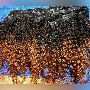 HERGIVENHAIR Ombré Colored Curly Textured Clip-In Hair Extensions